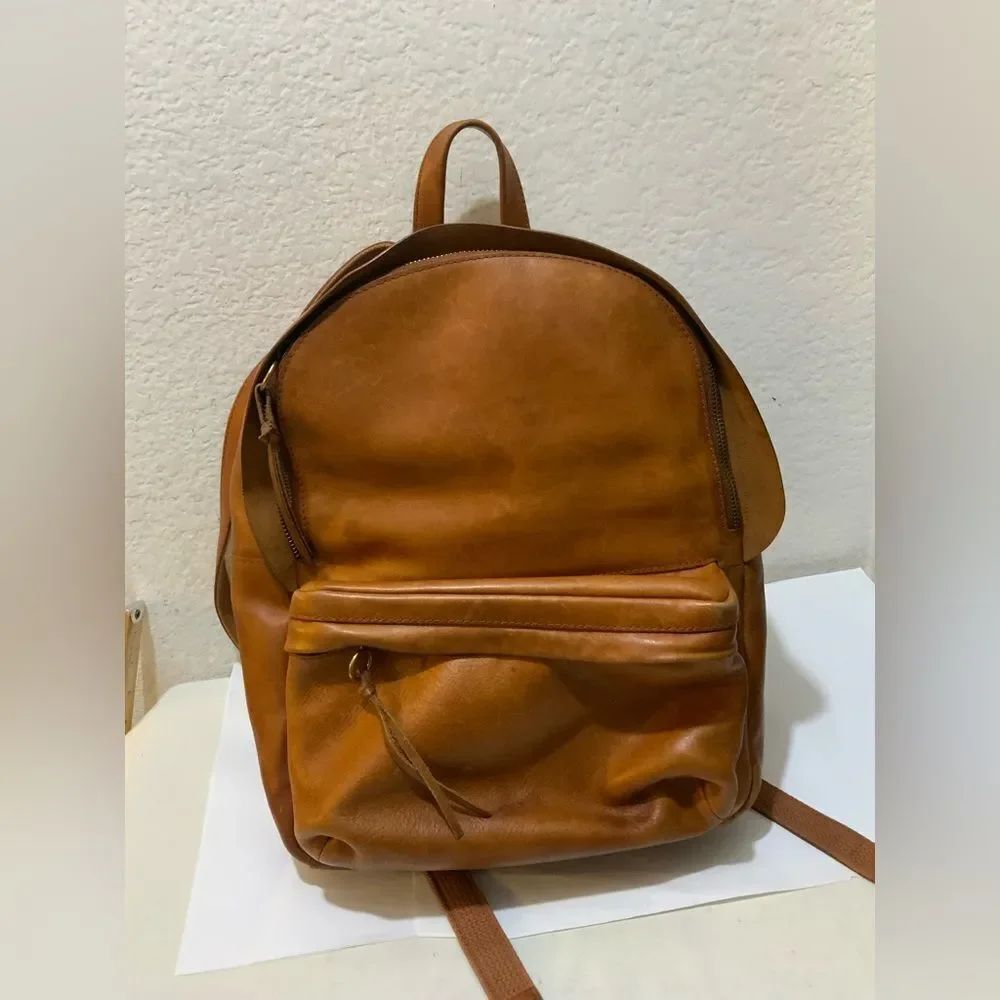 Madewell Large Lorimer Leather Backpack in English Saddle